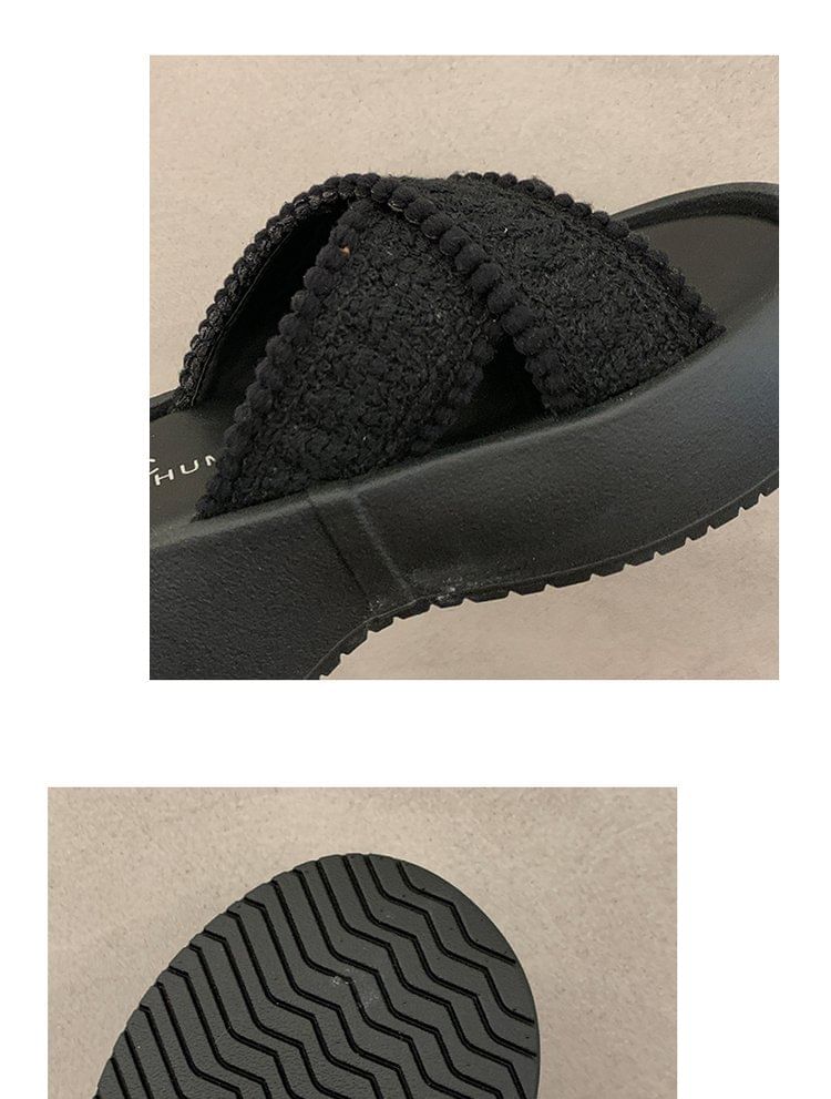 Slide Strap Cross Sandals Platform