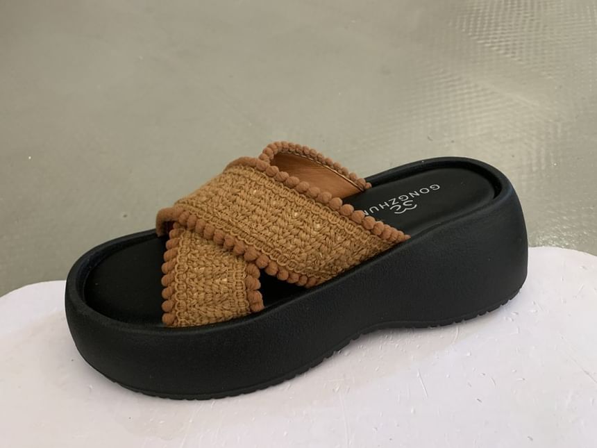 Slide Strap Cross Sandals Platform