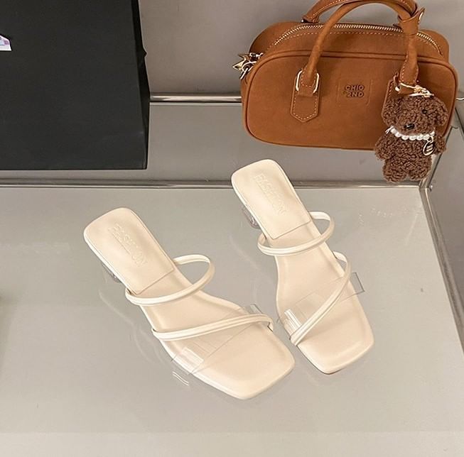Heel PVC Slide Low Toe Square Sandals