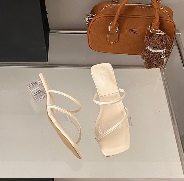 Heel PVC Slide Low Toe Square Sandals