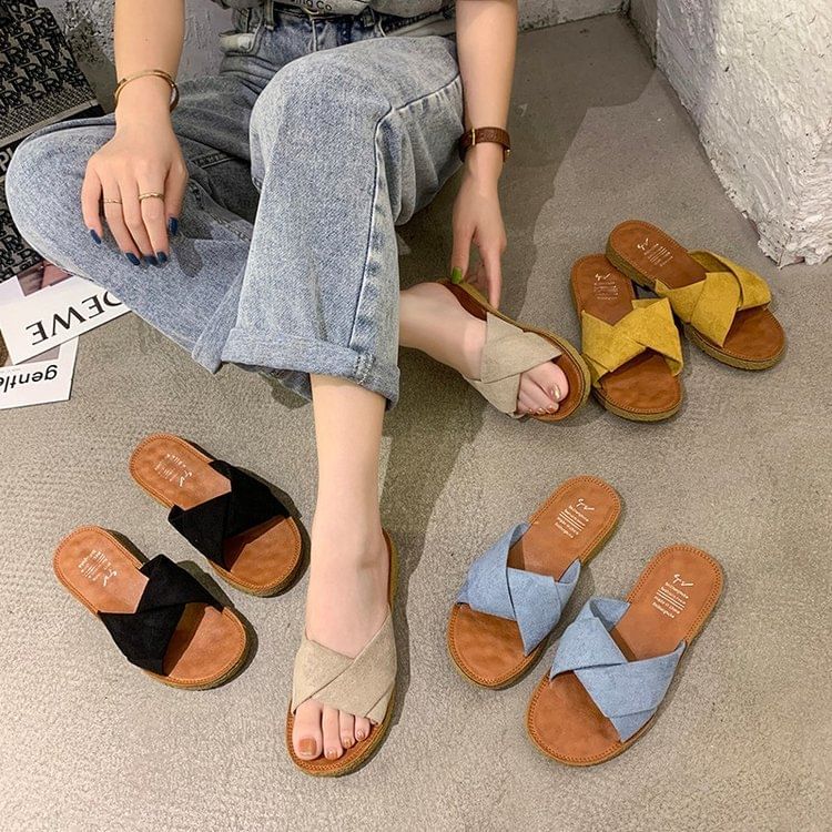 Criss Slide Cross Sandals