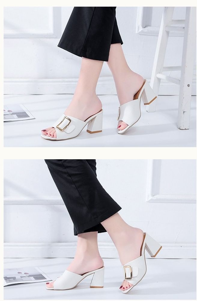 Buckled Heel Chunky Sandals Slide