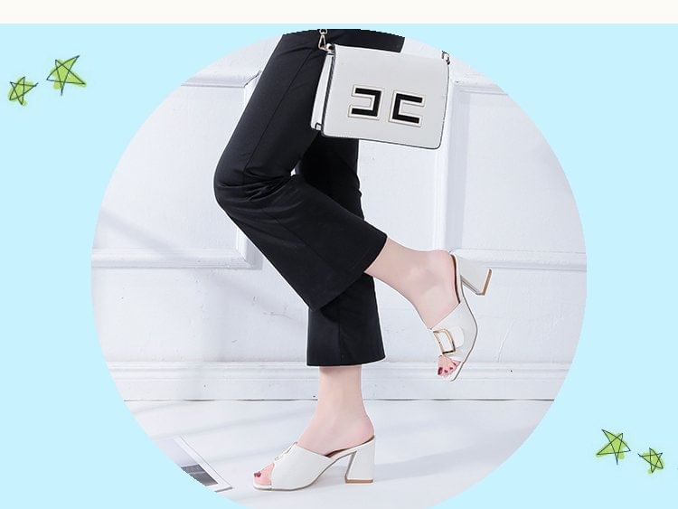 Buckled Heel Chunky Sandals Slide