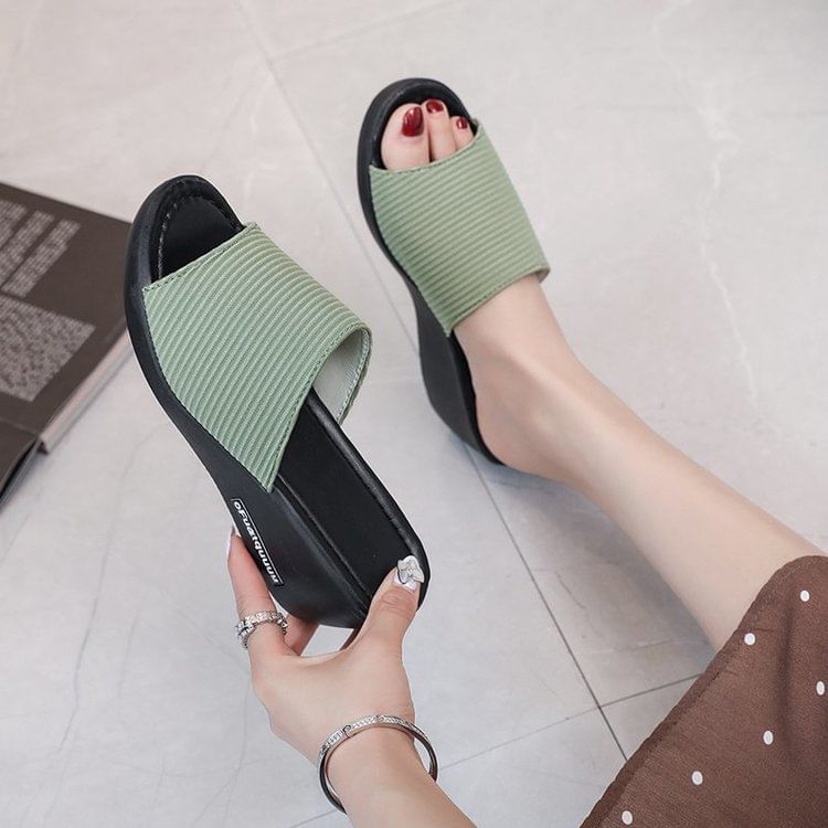 Panel Sandals Knit Wedge Heel Slide