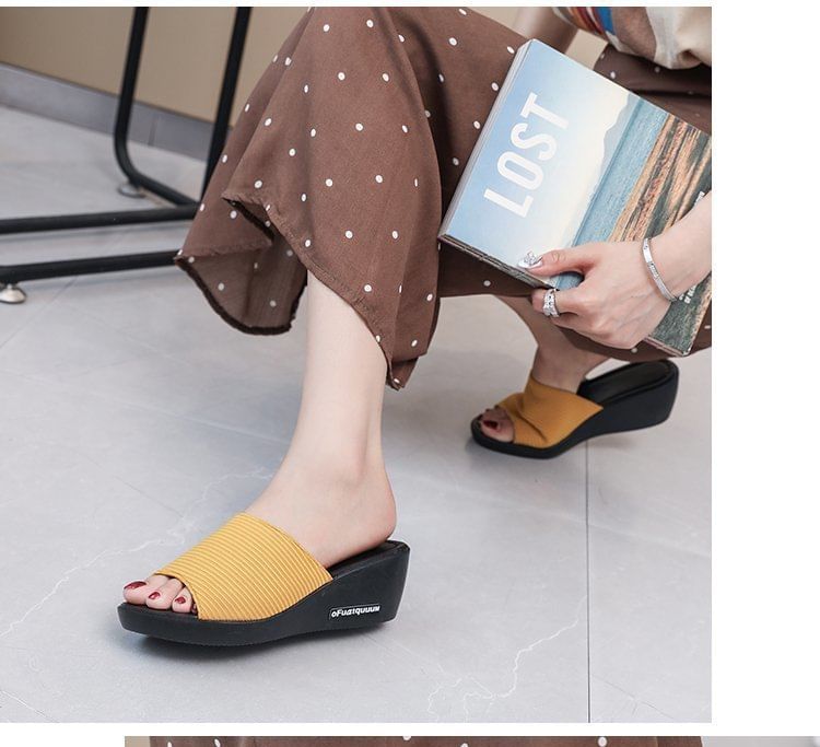 Panel Sandals Knit Wedge Heel Slide