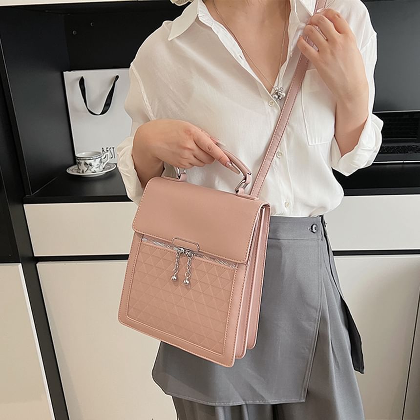 Faux Plain Leather Backpack Flap