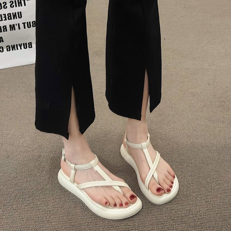 Faux Sandals Leather Platform
