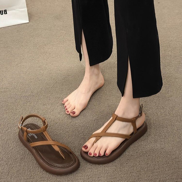 Faux Sandals Leather Platform