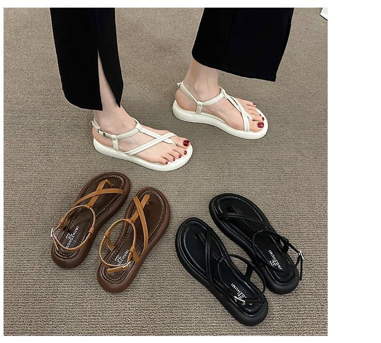 Faux Sandals Leather Platform