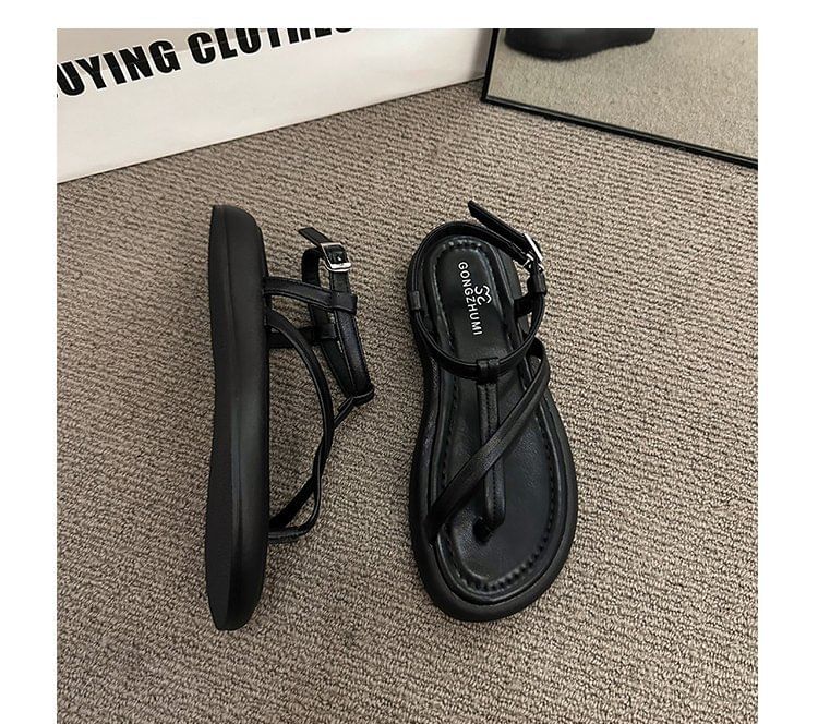 Faux Sandals Leather Platform