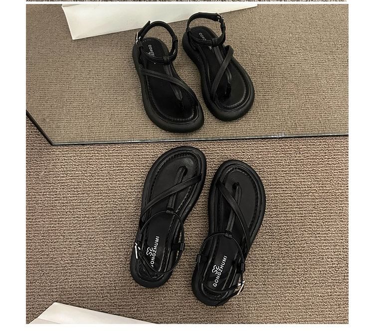 Faux Sandals Leather Platform