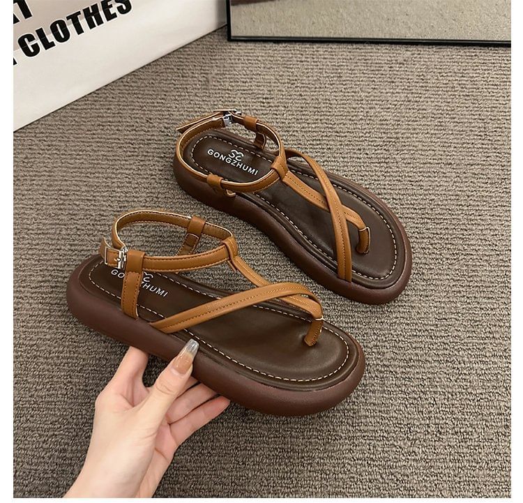 Faux Sandals Leather Platform