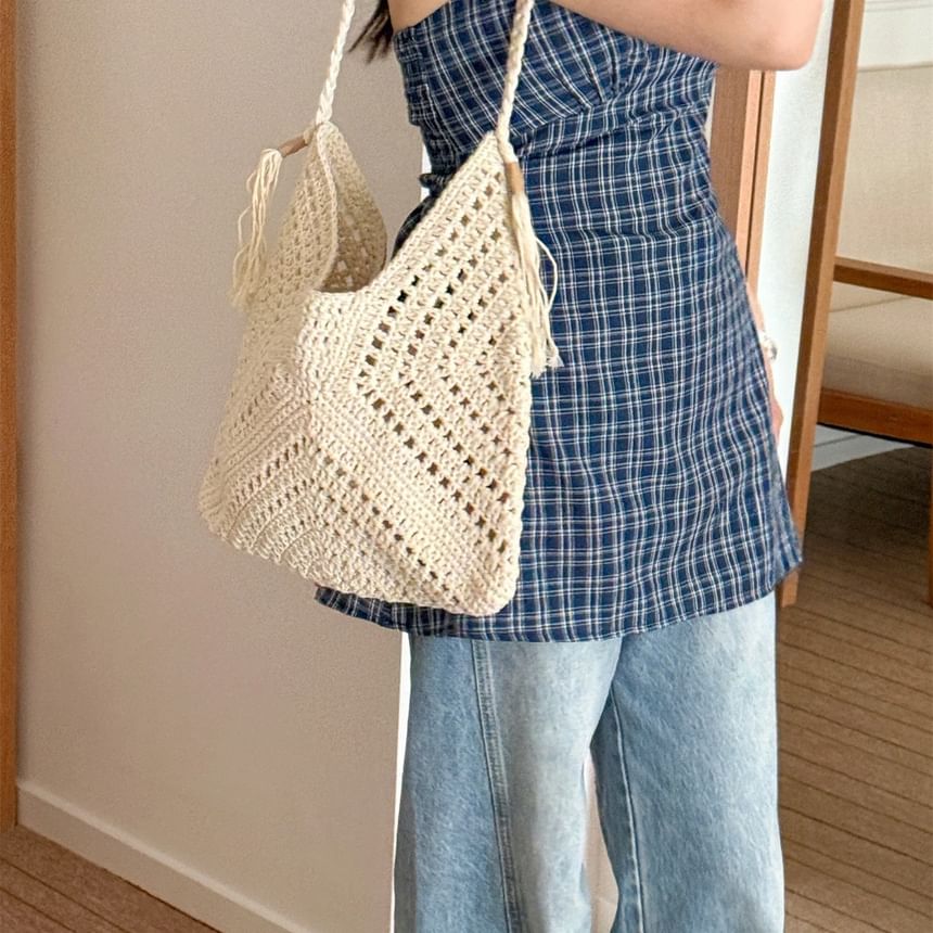 Bag Knit Tote Crochet Tassel