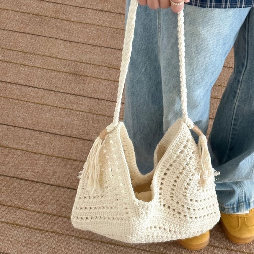 Bag Knit Tote Crochet Tassel