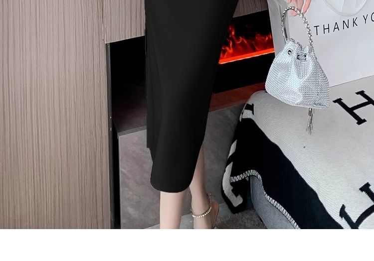 Sheath Dress Sleeveless Plain Midi