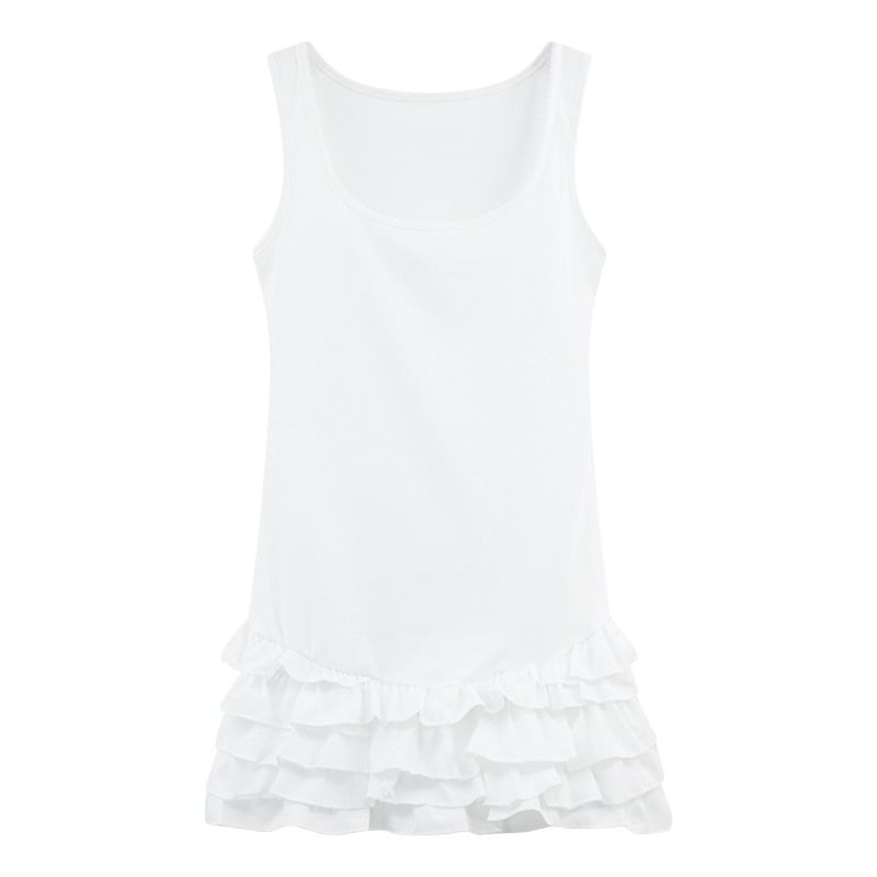 Mini Sleeveless Plain Dress Tiered