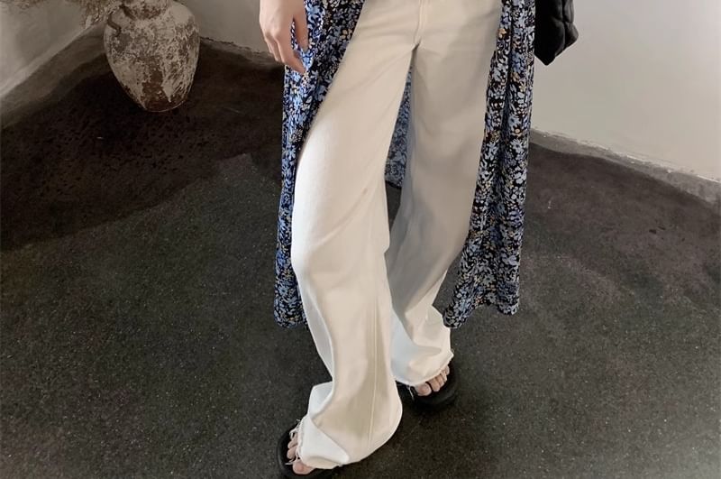 A-Line Print Dress Midi Sleeveless Floral V-Neck