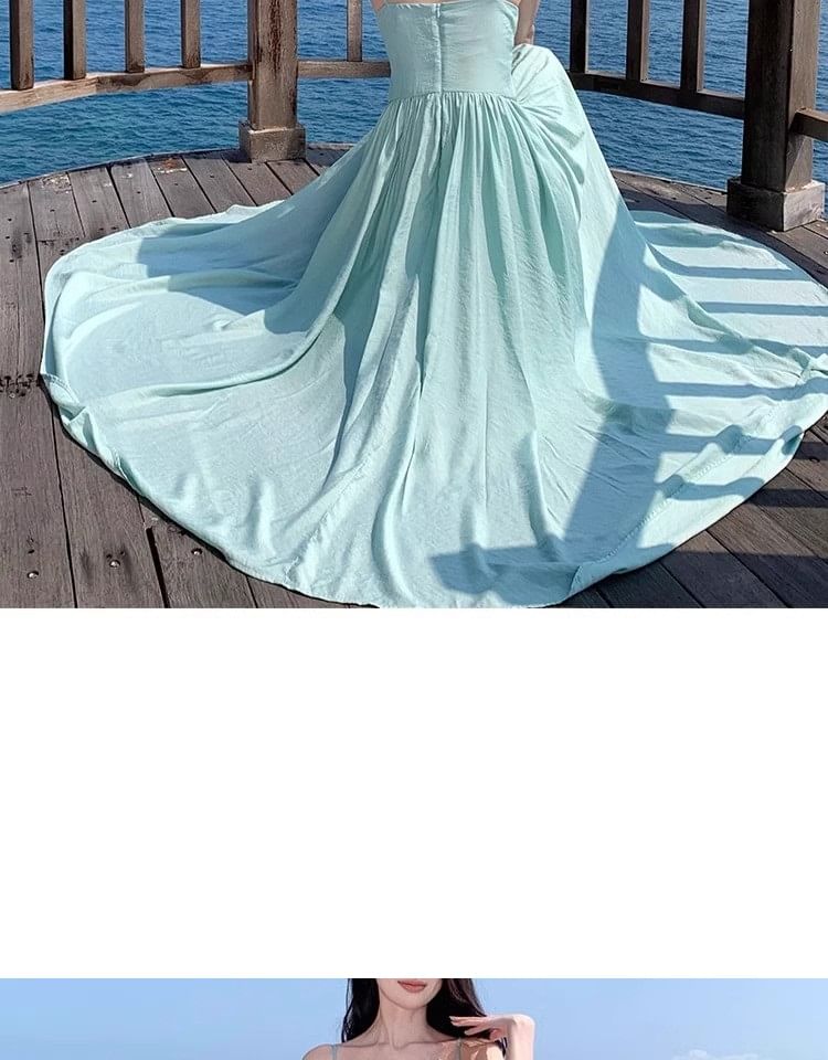 Floral A-Line Spaghetti Strap Dress Accent Maxi