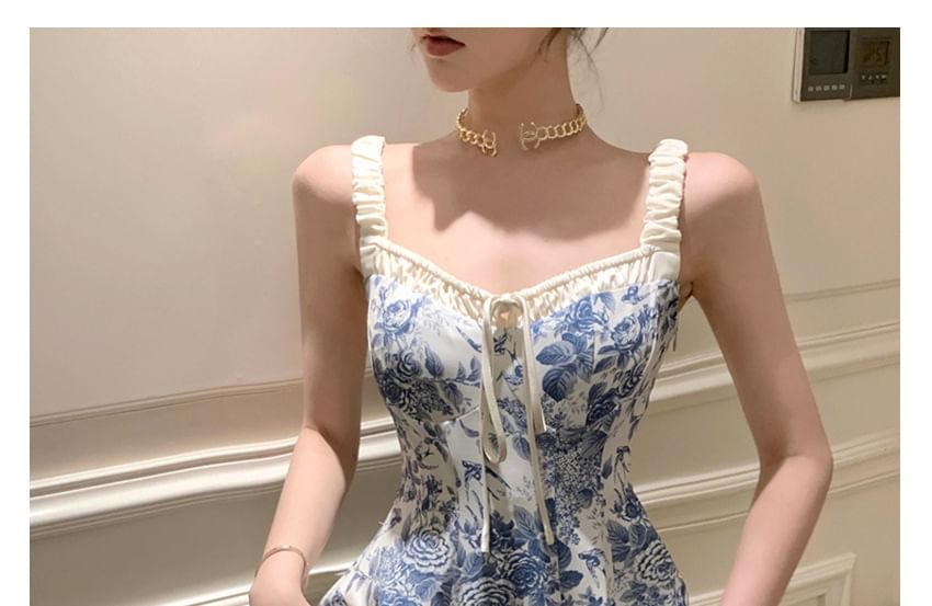 Maxi A-Line Print V-Neck Dress Floral Sleeveless