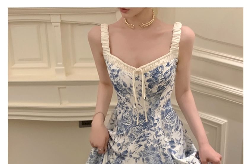 Maxi A-Line Print V-Neck Dress Floral Sleeveless