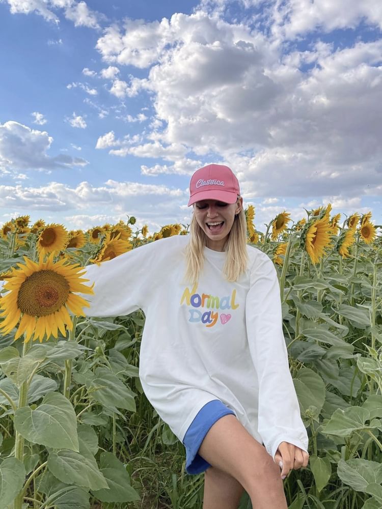 Long-Sleeve T-Shirt Print Lettering Crew Neck