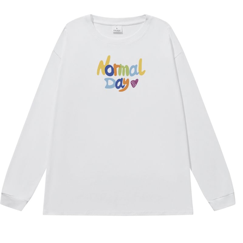 Long-Sleeve T-Shirt Print Lettering Crew Neck
