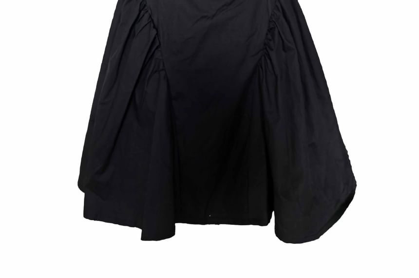 Neck A-Line Tie Mini Waist Back Open Sleeveless Plain Square Dress