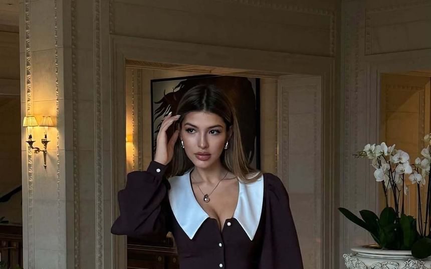 A-Line Ruffle Mini Dress Collar Long-Sleeve Button-Up Contrast Hem