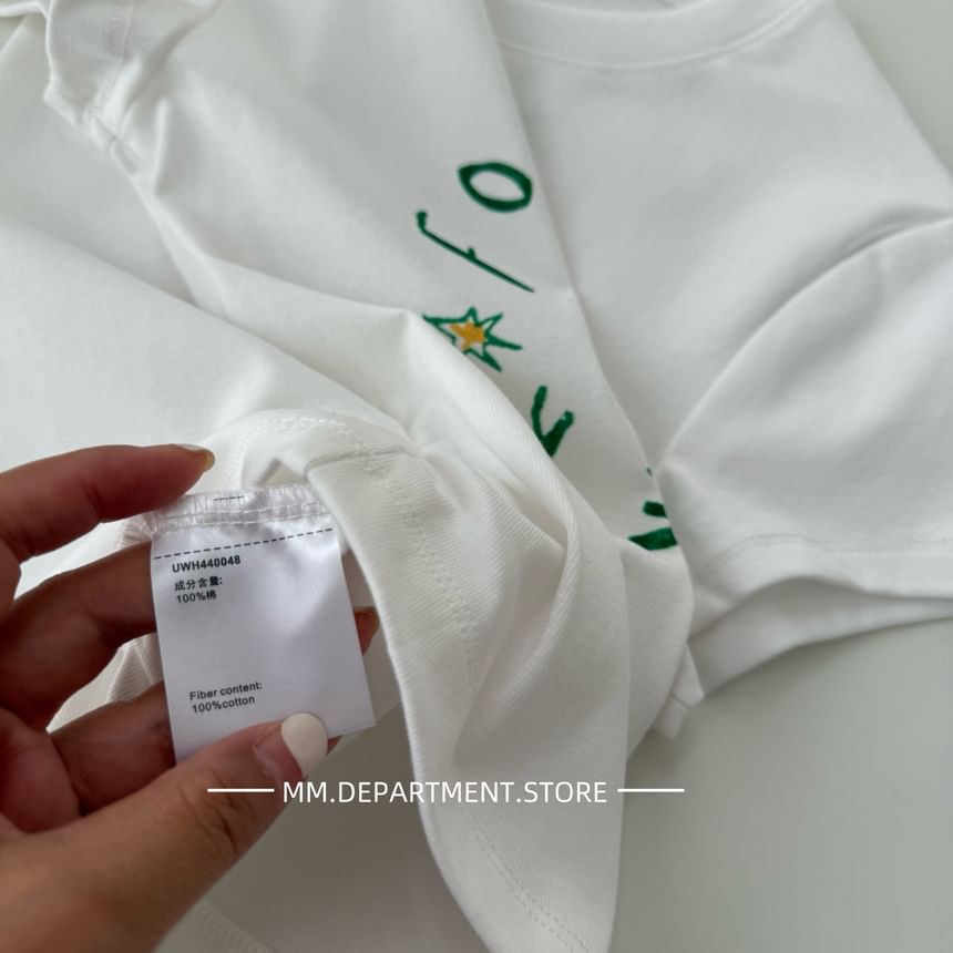 Short-Sleeve Lettering Crewneck T-Shirt Crop