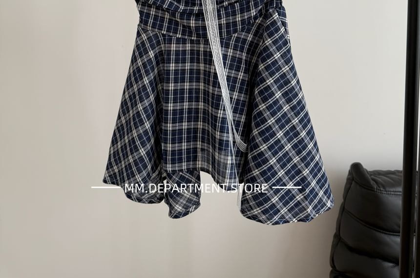 Flowy Strapless Top Plaid