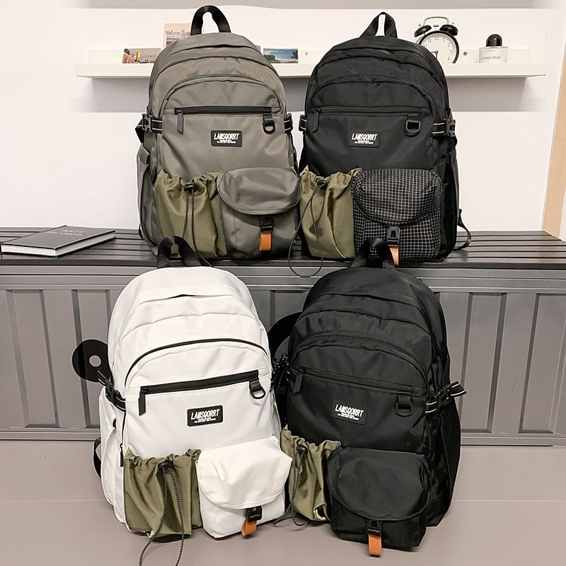 Lettering Backpack Contrast Pocket