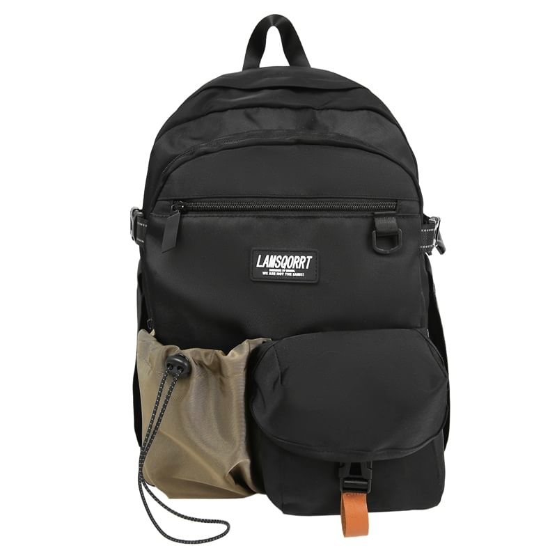 Lettering Backpack Contrast Pocket