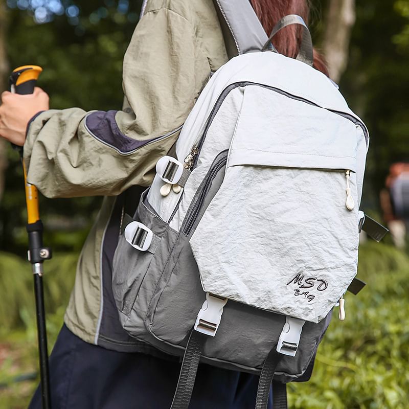 Lettering Flap Buckled Backpack