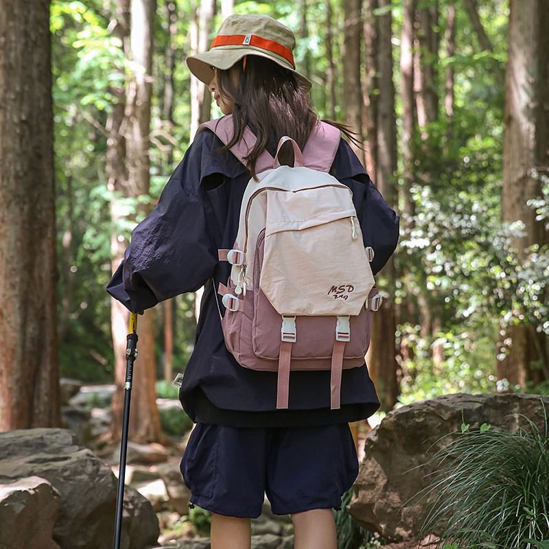 Lettering Flap Buckled Backpack