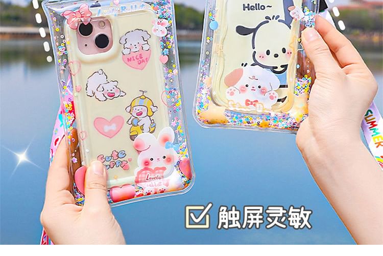 Sequined Cartoon Waterproof Touchscreen Floating Phone Pouch (Various Designs)