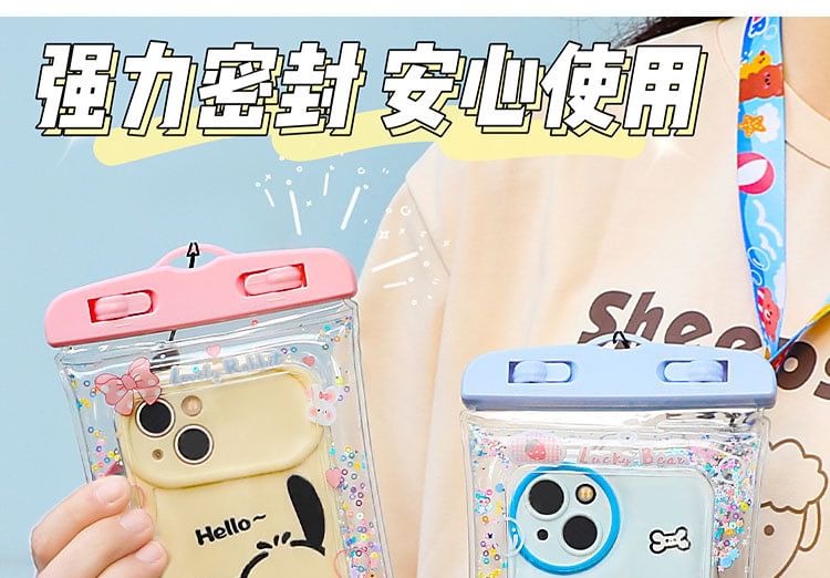 Sequined Cartoon Waterproof Touchscreen Floating Phone Pouch (Various Designs)