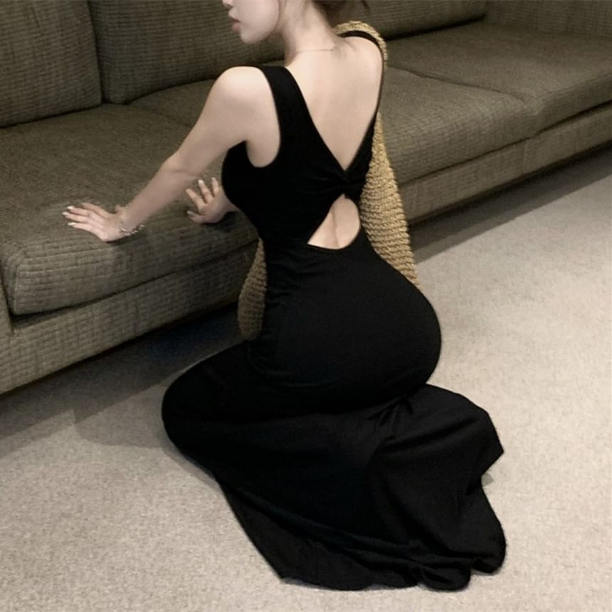 Bowknot Dress Sleeveless Maxi Backless Neckline