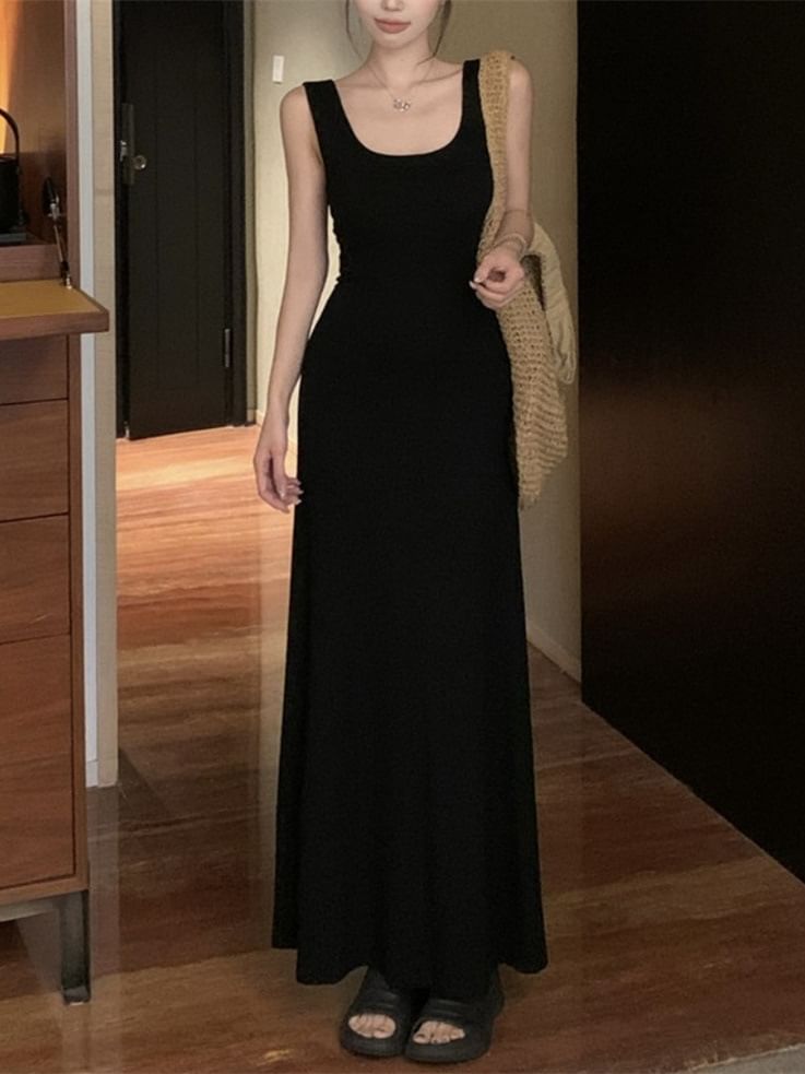 Bowknot Dress Sleeveless Maxi Backless Neckline