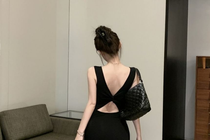 Bowknot Dress Sleeveless Maxi Backless Neckline
