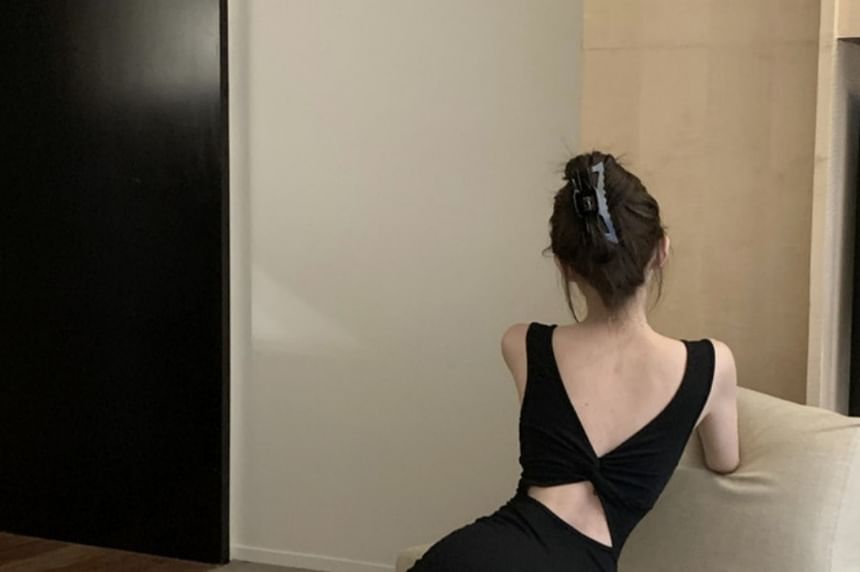 Bowknot Dress Sleeveless Maxi Backless Neckline