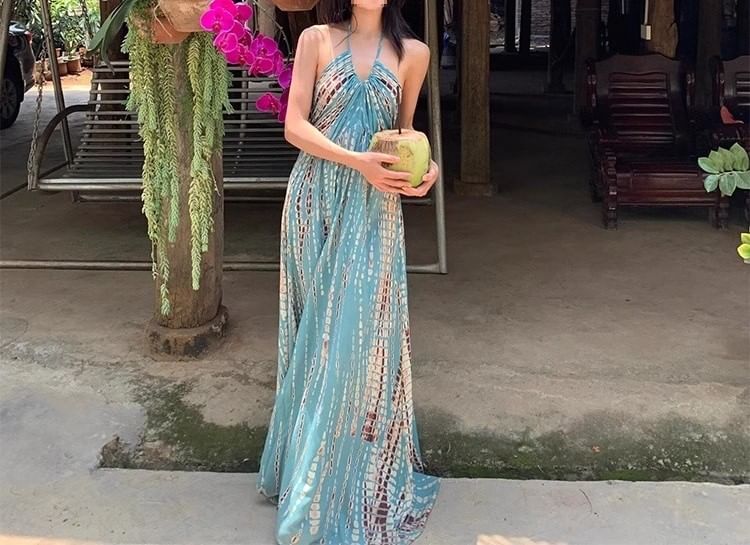 Printed Halter Maxi Dress Neck Sleeveless