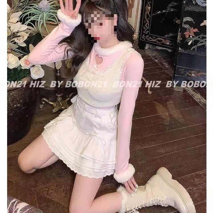 Knit Waist Skirt Trim Mini High Lace Tiered