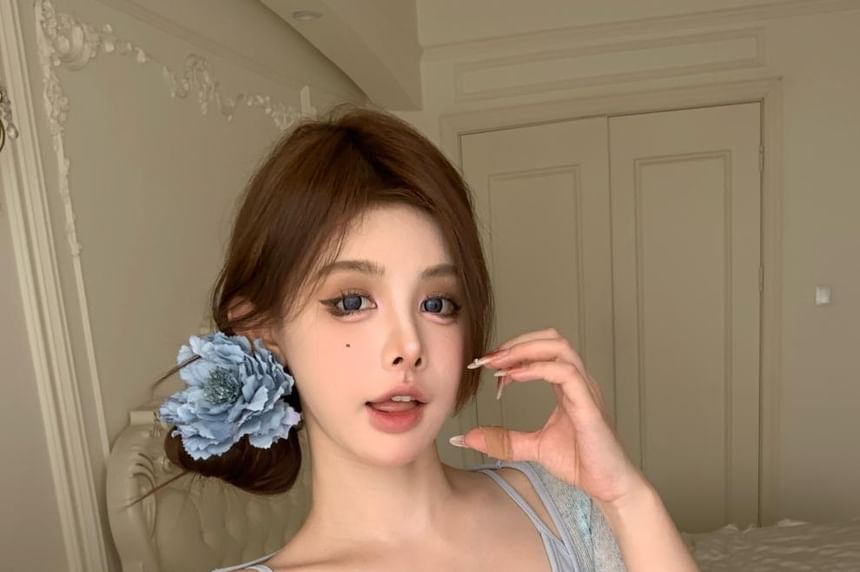 Short-Sleeve + Set: Top Camisole Square Neck