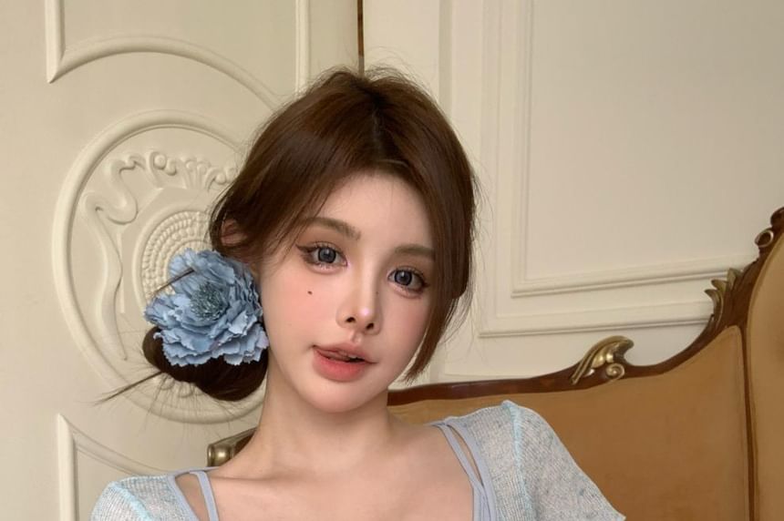 Short-Sleeve + Set: Top Camisole Square Neck