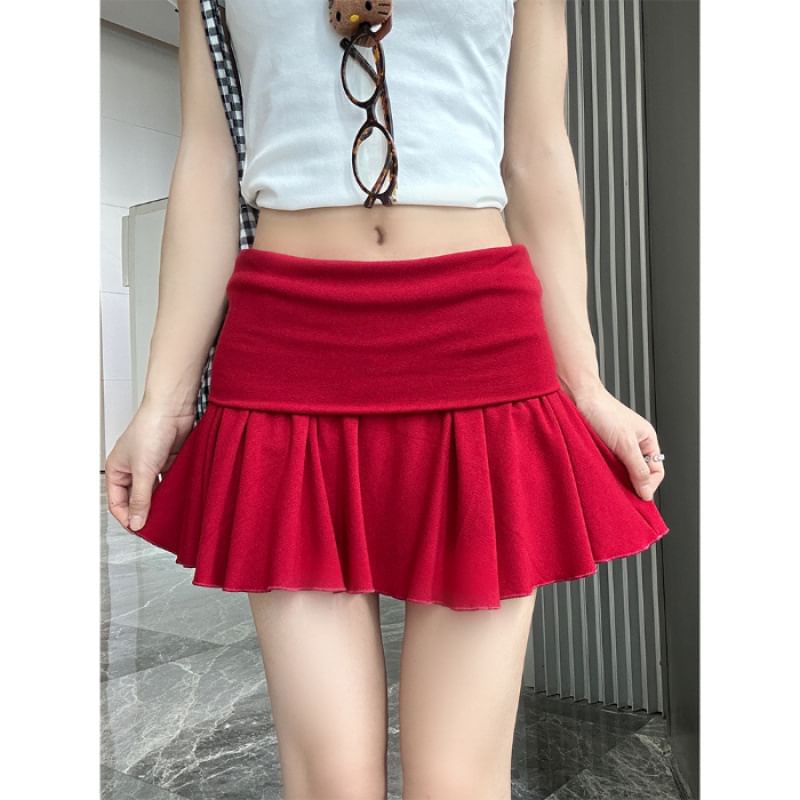 Mini Low Plain Rise Skirt