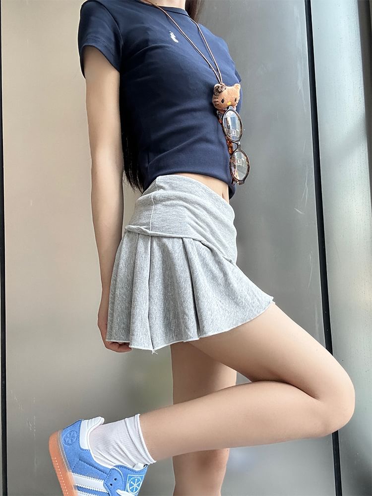Mini Low Plain Rise Skirt