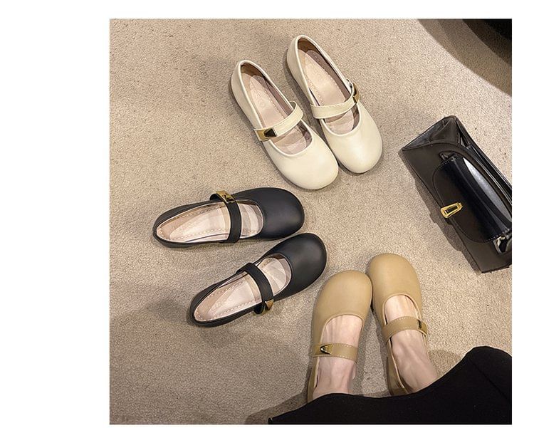 Shoes Leather Mary Jane Faux