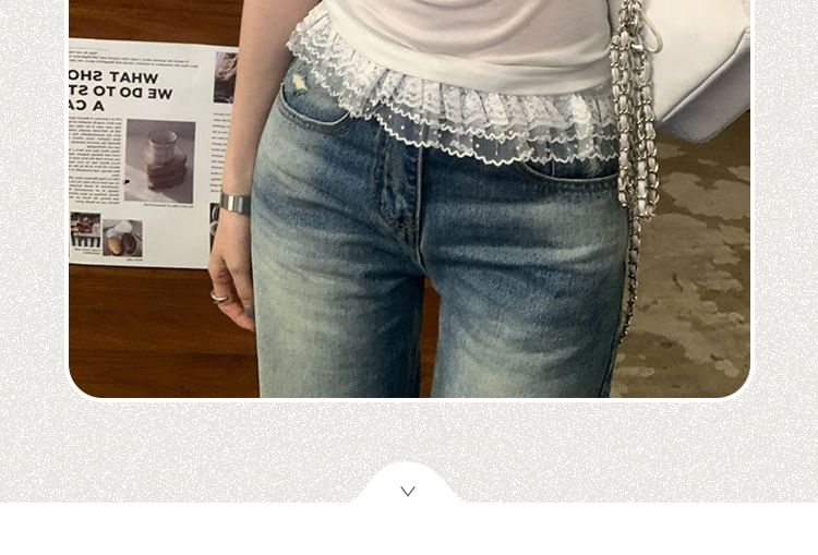 Plain Top U-Neck Short-Sleeve Crop