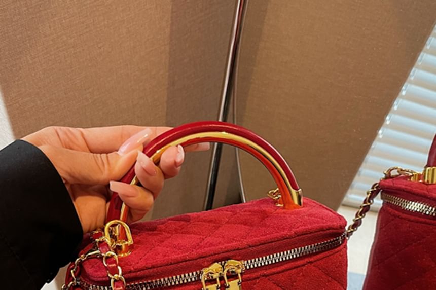 Quilted Chain Bag Strap Leather Crossbody Faux