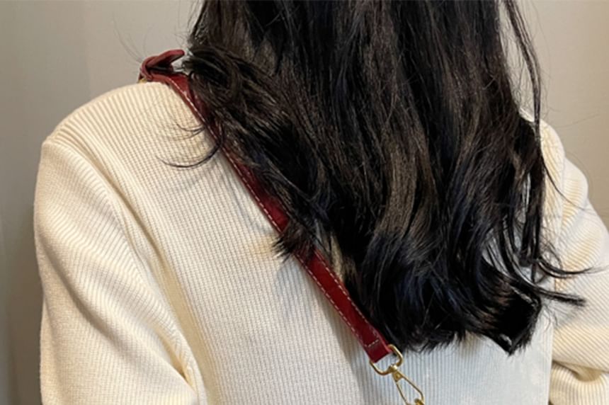 Bag Leather Crossbody Buckled Flap Faux